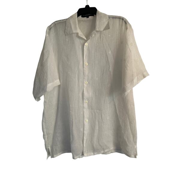 GUC Rodelli Uomo Vintage White Semi Sheer Men's Shirt Polyester/Rayon Size Med - Picture 1 of 5